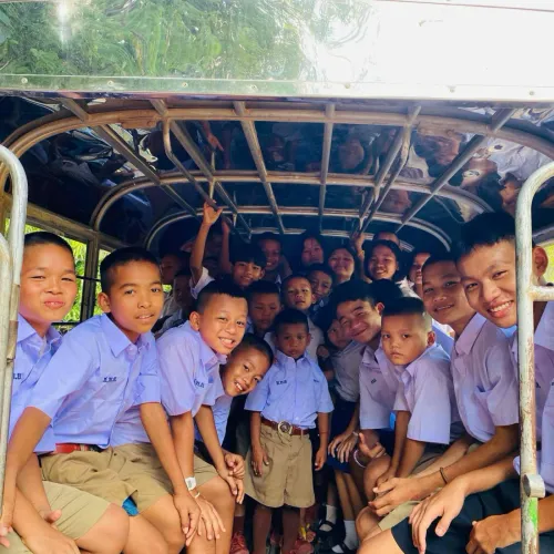 The ride to school in Ban Tha Song Yang.
